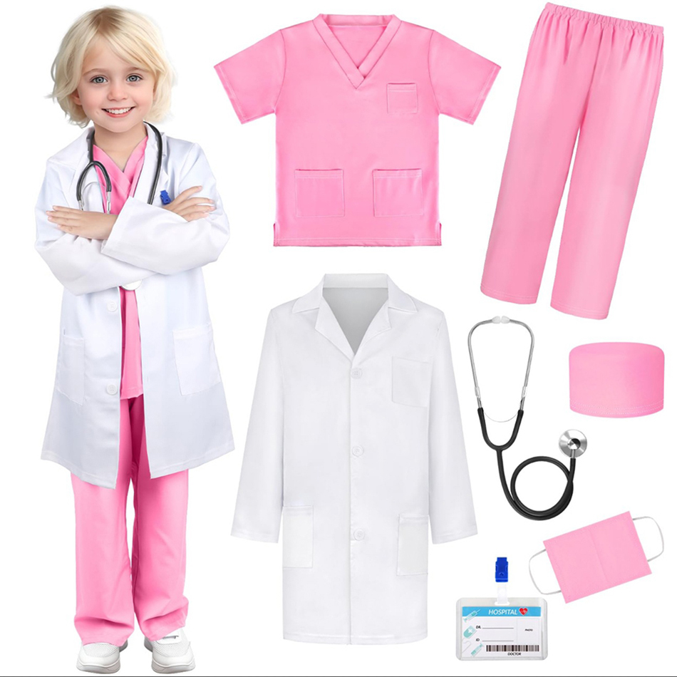 Lab Coat Medical - 7 ชิ้น/แพ็คเด็กสีขาว Medical Uniform Lab Coat