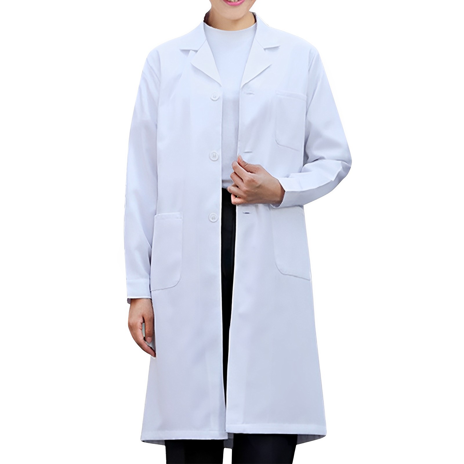 Lab Coat Medical - สีขาว Lab Coat สําหรับผู้หญิงผู้ชายนักเรียนเคมี Healthcare ผู้เชี่ยวชาญพยาบาลแขนยาว