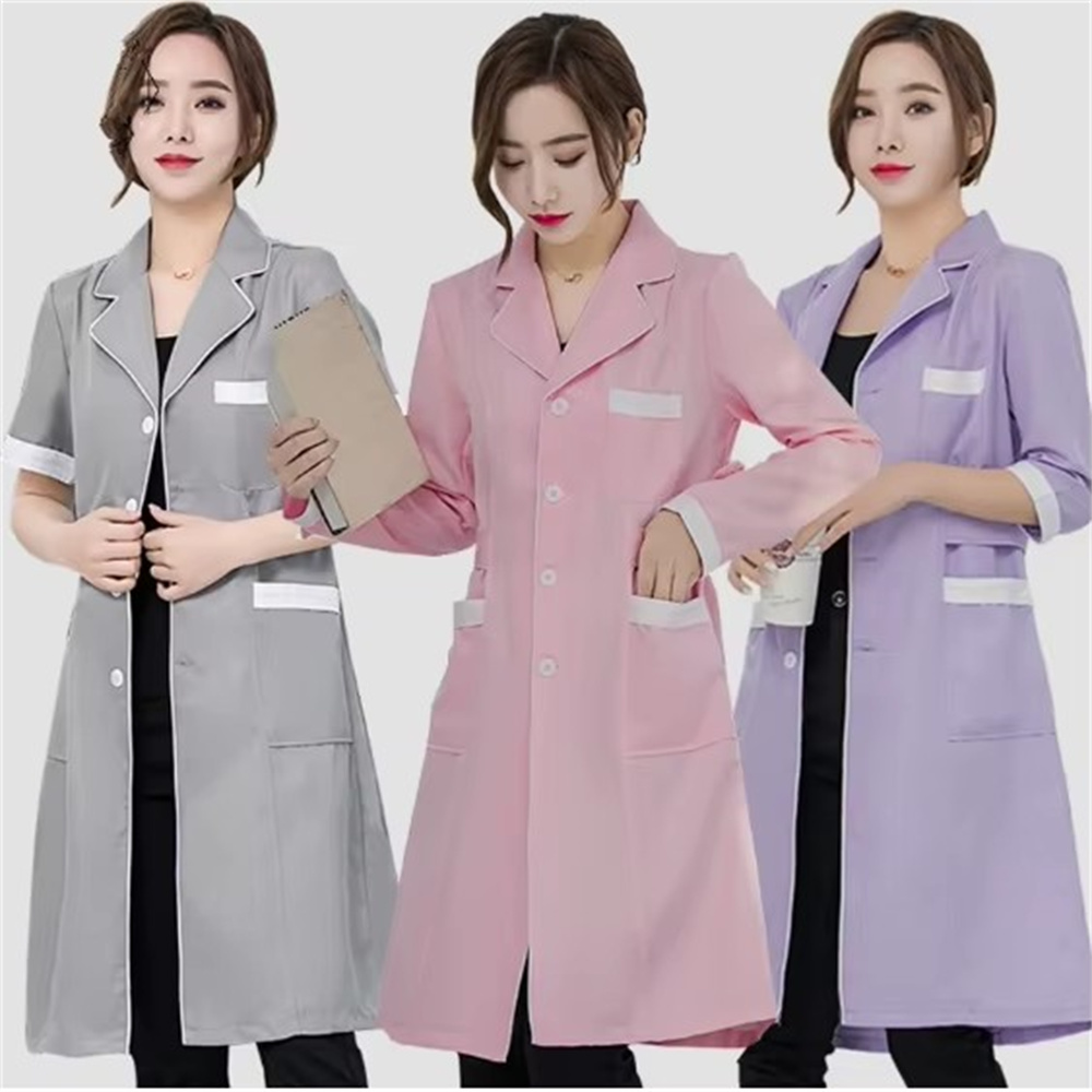 คุณภาพสูงสีเทาสีทึบบางง่ายต่อต - Lab Coat Medical บทวิจารณ์และราคา